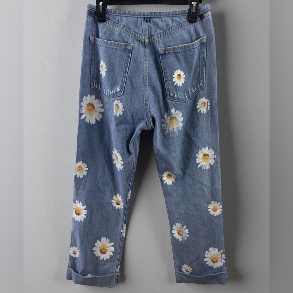 Vintage Clio Denim Distressed Hand Painted Crop Jeans Size 25 - Picture 7 of 11